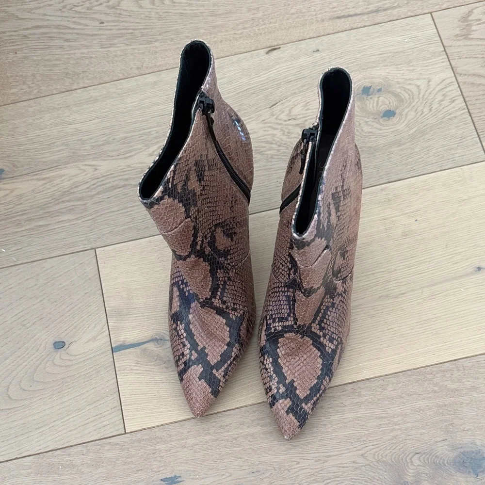 Stuart Weitzman Melena Pointed Toe Ankle Booties in Snake